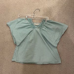 Zara girls green and white stripped top size 11/12